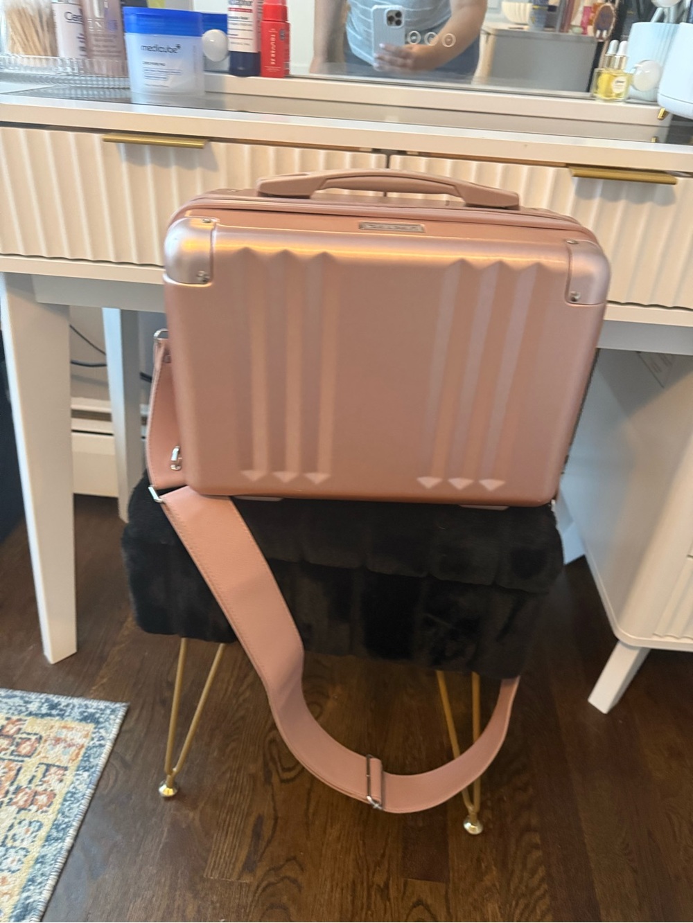 Calpak Rose Gold Hard-Shell Travel Shoulder Case